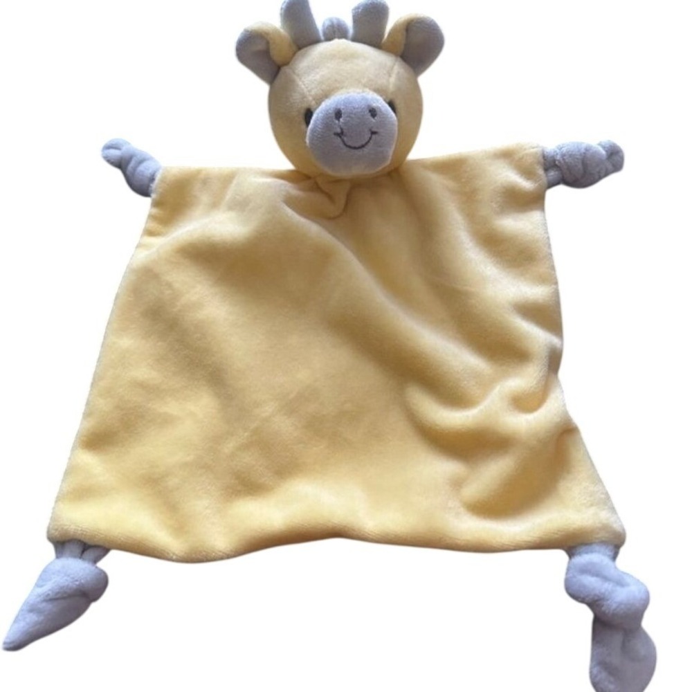 Dan Dee Giraffe Baby Security Blanket Lovey Yellow Grey Plush Knotted Snuggler‎